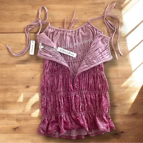 NWT For Love & Lemons Felicity Mini Dress Size Medium In Color Purple Combo - Picture 13 of 16